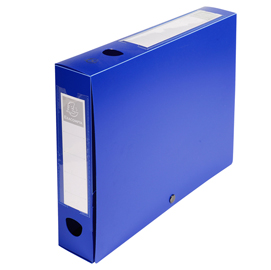 Scatola archivio box con bottone blu f.to 25x33cm d 60mm exacompta