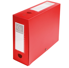 Scatola archivio box con bottone rosso f.to 25x33cm d 100mm exacompta