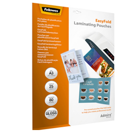 Scatola 25 pouches cordonate admire easyfold f.to a3 fellowes