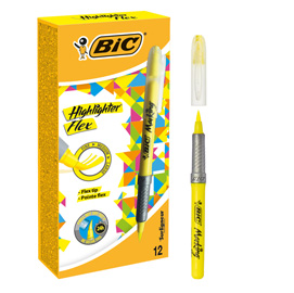 Scatola 12 evidenziatori flex highlighter giallo bic
