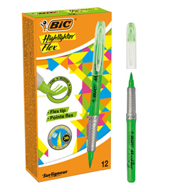Scatola 12 evidenziatori flex highlighter verde bic