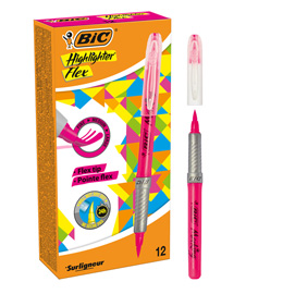 Scatola 12 evidenziatori flex highlighter rosa bic