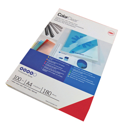 Scatola 100 copertine colorclear pvc a4 - 180mic - rosso - gbc