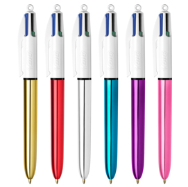 Scatola 12 penne sfera a scatto 4colors shine oro bic