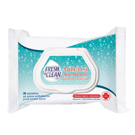 Salviette disinfettanti antibatteriche milleusi - fresh&clean - busta da 20 pezzi