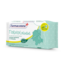 Salviette idratanti natural bebé - farmacotone - busta da 72 pezzi