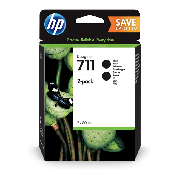Scatola 2 cartucce d'inchiostro nero hp 711 da 80ml