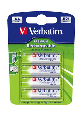 Scatola 4 batterie aa ricaricabili capacita' 2.500 mah