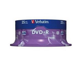 Scatola 25 dvd+r spindle 16x 4.7gb 120min. Serigrafato