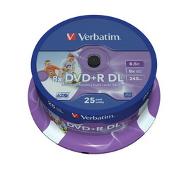 Scatola 25 dvd+r dual layer 8x 8.5gb 240min. Serigrafato spindle