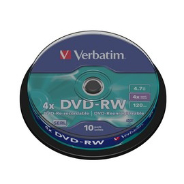 Scatola 10 dvd-rw spindle 4x 4.7gb 120min. Serigrafato