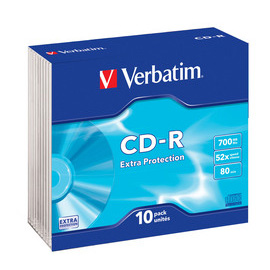 Scatola 10 cd-r datalife slim case 52x 700mb extra protection