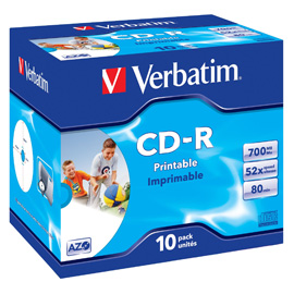 Scatola 10 cd-r datalifeplus jewel case 1x-52x 700mb stampabile inkjet