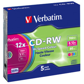 Scatola 5 cd-rw datalifeplus slim case 8x-10x 700mb serigrafato colorato