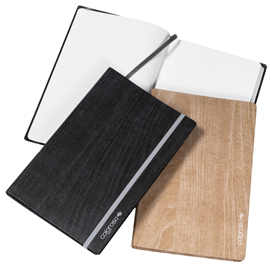 Taccuino colorosa wood - copertina morbido con elastico - 13,5 x 21,5 cm - colori assortiti - ri.plast