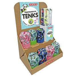 Temperamatitetenks fancy e righe 16cm  - colori assortiti - arda - display voila' 48 pezzi totali