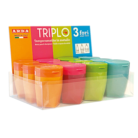 Temperamatite triplo - 3 fori - colori assortiti - arda