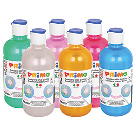 Tempera brillante perlata - 500ml - colori perlati assortiti - primo - box 6 colori