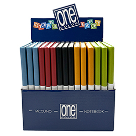 Taccuini one color - a5 - rigata - 96 fogli - 70 gr - blasetti - display 15 pezzi