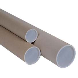 Tubo in cartone avana doppio tappo trasparente 70cm Ø10cm
