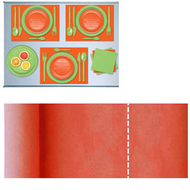 Tovaglia runner in tnt 40x480cm arancio pretagl.30cm dopla