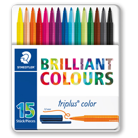 Triplus pennarelli brilliant colours punta 1mm astuccio da 15 colori staedtler