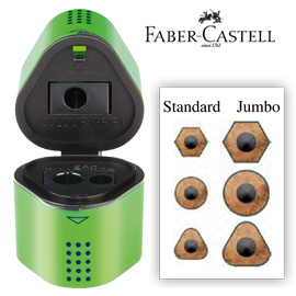 Temperamatite 3 fori grip 2001 verde c/doppio serbatoio faber castell