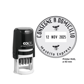 Timbro datario r40 diametro 40mm 6righe autoinchiostrante personalizzabile colop