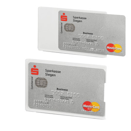 Tasca porta carte di credito argento trasp. 54x87mm rfid secure durable