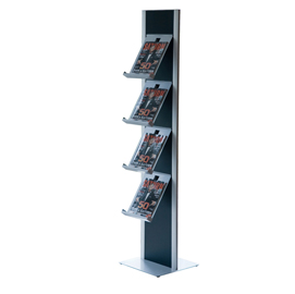 Totem porta brochure a 4 ripiani in metallo