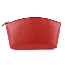 Trousse da viaggio - 21,5 x 15 x 7,5 cm - vera pelle - rosso - laurige france