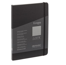 Taccuino ecoqua plus - con elastico - rilegatura cucita - a5 - 5 mm - 80 fogli - nero - fabriano