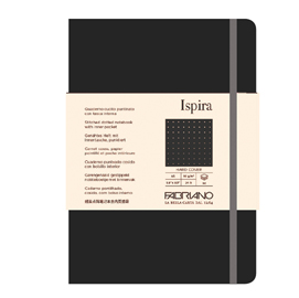 Taccuino ispira - con elastico - copertina rigida - a5 - 96 fogli - puntinato - nero - fabriano