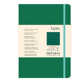 Taccuino ispira - con elastico - copertina rigida - a5 - 96 fogli - puntinato - verde - fabriano