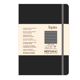 Taccuino ispira - con elastico - copertina rigida - a5 - 96 fogli - righe - nero - fabriano