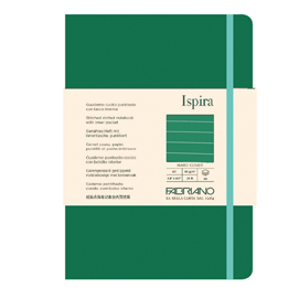 Taccuino ispira - con elastico - copertina rigida - a5 - 96 fogli - righe - verde - fabriano