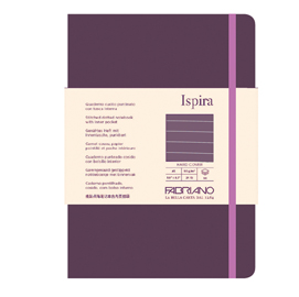 Taccuino ispira - con elastico - copertina rigida - a5 - 96 fogli - righe - viola - fabriano