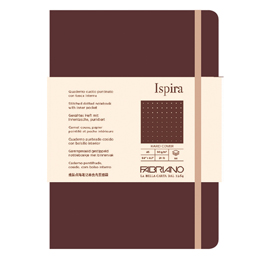 Taccuino ispira - con elastico - copertina flessibile - a5 - 96 fogli - puntinato - marrone - fabriano