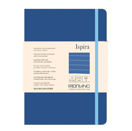 Taccuino ispira - con elastico - copertina flessibile - a5 - 96 fogli - righe - blu royal - fabriano