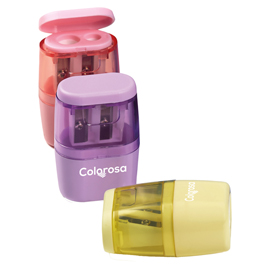 Temperino colorosa pastel - con serbatoio - 2 fori - colori assortiti - riplast - conf. 18 pezzi