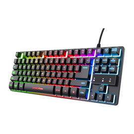 Tastiera gaming gx833 thado - con illuminazione led multicolore - metallo - nero -trust