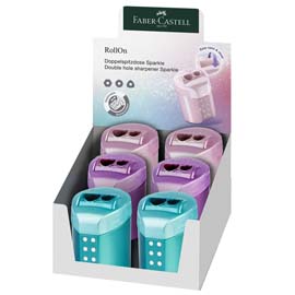 Temperamatite rollon sparkle - con serbatoio - 2 fori - colori assortiti - faber castell
