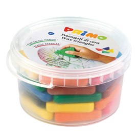 Triangoli cera - colori assortiti - primo - barattolo 30 pezzi