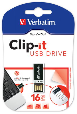 Usb 2.0 store 'n' go clip-it usb drive 16gb black