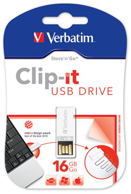 Usb 2.0 store 'n' go clip-it usb drive 16gb white