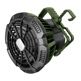 Ventilatore portatile - da campeggio - con luce led - diametro 10 cm - 16 x 14 x 16,5 cm - melchioni