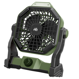 Ventilatore portatile da campeggio - con luce led - diametro 12 cm - 25,5 x 21 x11,5 cm - melchioni