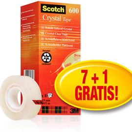 Value pack 7+1 nastri adesivi 19mmx33m scotch crystal clear 600